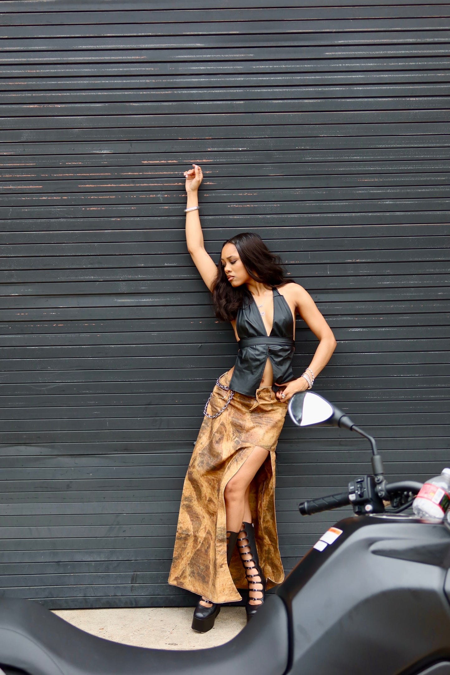 18:2 Waxed Denim Skirt