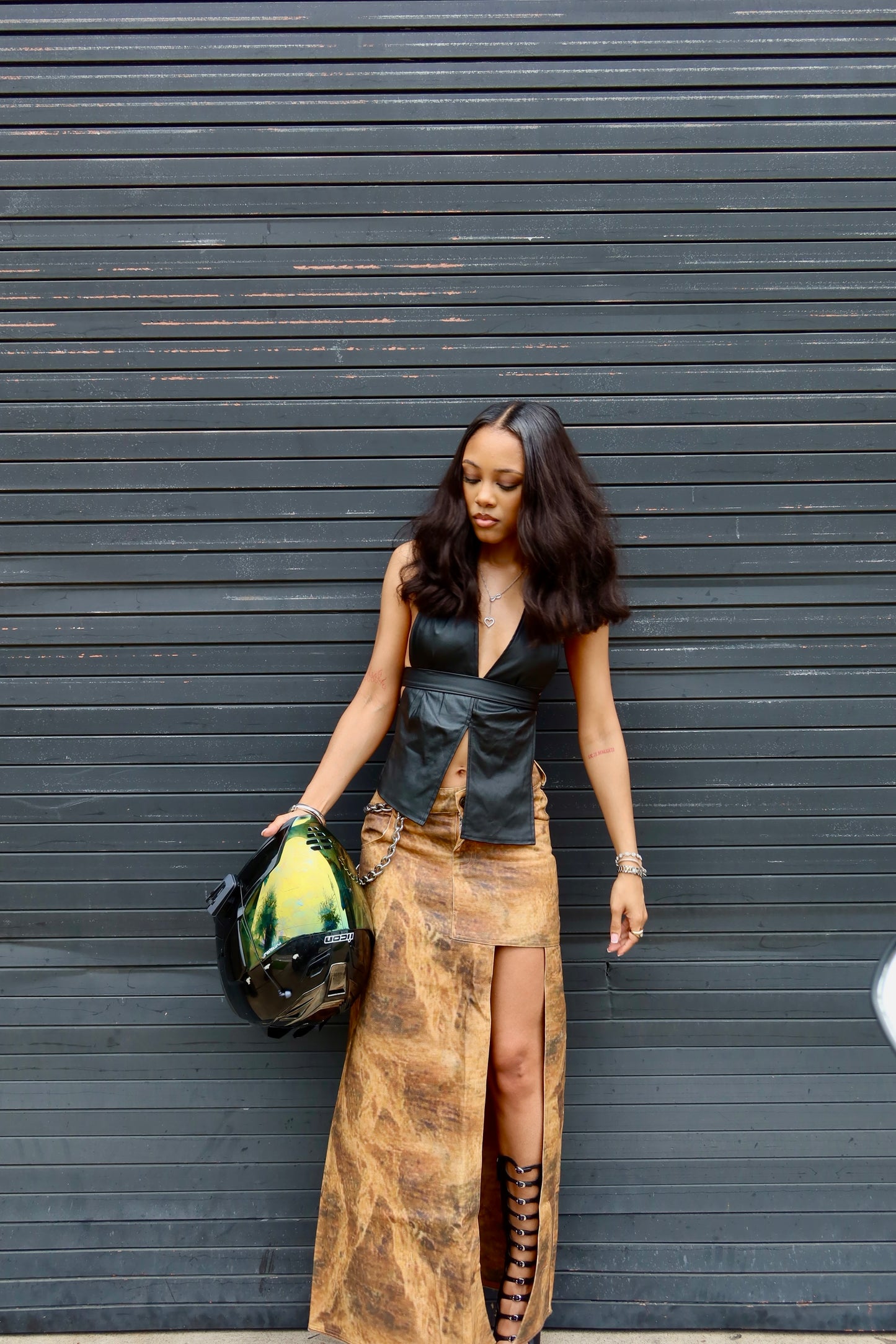 18:2 Waxed Denim Skirt