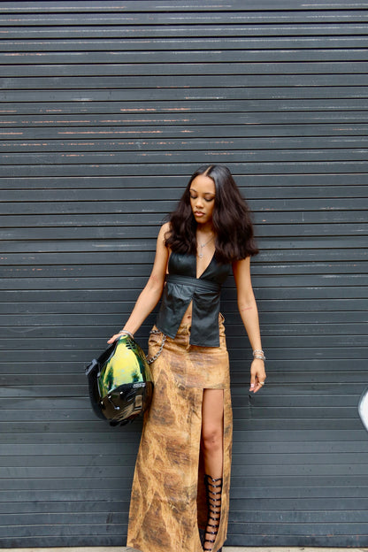 18:2 Waxed Denim Skirt